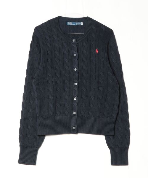 POLO RALPH LAUREN（ポロ ラルフ ローレン）の「ケーブルニット コットン クルーネック カーディガン（カーディガン/ボレロ・レディース・ブルー・XS/XL/S/M/L）」の3枚目の写真