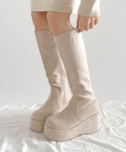 Shoes in Closet（シューズインクローゼット）の「《#防菌》 厚底 プラットフォーム  消臭 ロングブーツ 2644（ブーツ・レディース・ブラック/ダークブラウン/ブラック系8/ベージュ系8・L/M/S/LL）」の4枚目の写真