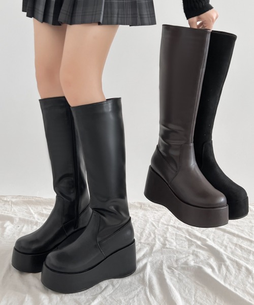 セール】《#防菌》 厚底 プラットフォーム 消臭 ロングブーツ