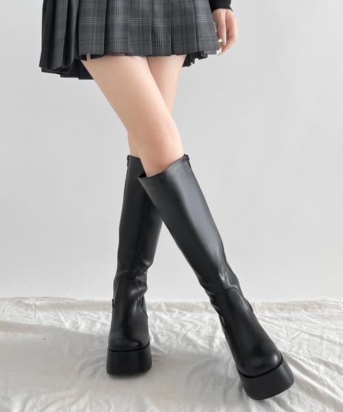 Shoes in Closet（シューズインクローゼット）の「《#防菌》 厚底 プラットフォーム  消臭 ロングブーツ 2644（ブーツ・レディース・ブラック/ダークブラウン/ブラック系8/ベージュ系8・L/M/S/LL）」の8枚目の写真