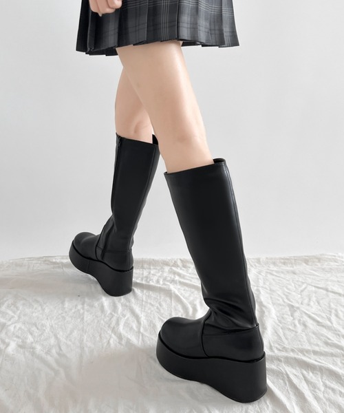 Shoes in Closet（シューズインクローゼット）の「《#防菌》 厚底 プラットフォーム  消臭 ロングブーツ 2644（ブーツ・レディース・ブラック/ダークブラウン/ブラック系8/ベージュ系8・L/M/S/LL）」の10枚目の写真