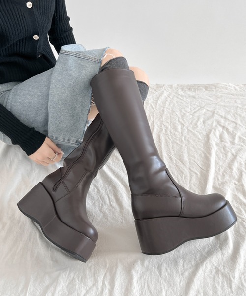 Shoes in Closet（シューズインクローゼット）の「《#防菌》 厚底 プラットフォーム  消臭 ロングブーツ 2644（ブーツ・レディース・ブラック/ダークブラウン/ブラック系8/ベージュ系8・L/M/S/LL）」の19枚目の写真