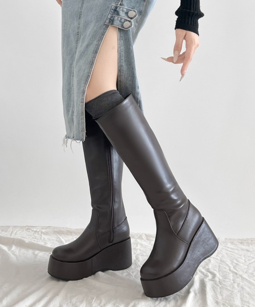 Shoes in Closet（シューズインクローゼット）の「《#防菌》 厚底 プラットフォーム  消臭 ロングブーツ 2644（ブーツ・レディース・ブラック/ダークブラウン/ブラック系8/ベージュ系8・L/M/S/LL）」の17枚目の写真