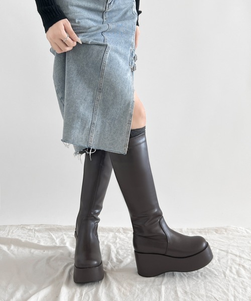 Shoes in Closet（シューズインクローゼット）の「《#防菌》 厚底 プラットフォーム  消臭 ロングブーツ 2644（ブーツ・レディース・ブラック/ダークブラウン/ブラック系8/ベージュ系8・L/M/S/LL）」の18枚目の写真