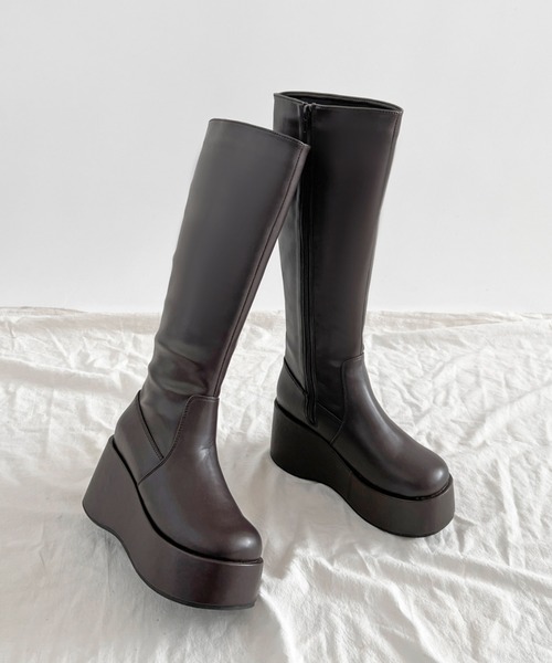 Shoes in Closet（シューズインクローゼット）の「《#防菌》 厚底 プラットフォーム  消臭 ロングブーツ 2644（ブーツ・レディース・ブラック/ダークブラウン/ブラック系8/ベージュ系8・L/M/S/LL）」の21枚目の写真