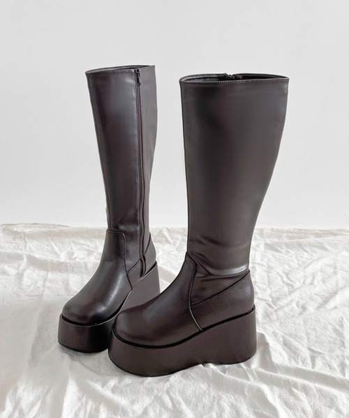 Shoes in Closet（シューズインクローゼット）の「《#防菌》 厚底 プラットフォーム  消臭 ロングブーツ 2644（ブーツ・レディース・ブラック/ダークブラウン/ブラック系8/ベージュ系8・L/M/S/LL）」の22枚目の写真