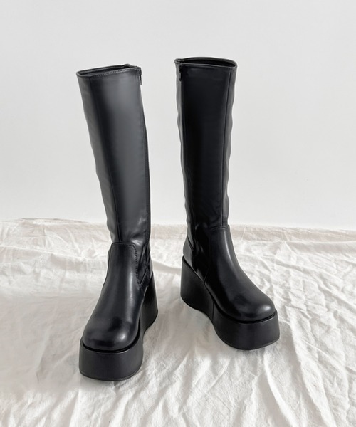 Shoes in Closet（シューズインクローゼット）の「《#防菌》 厚底 プラットフォーム  消臭 ロングブーツ 2644（ブーツ・レディース・ブラック/ダークブラウン/ブラック系8/ベージュ系8・L/M/S/LL）」の12枚目の写真