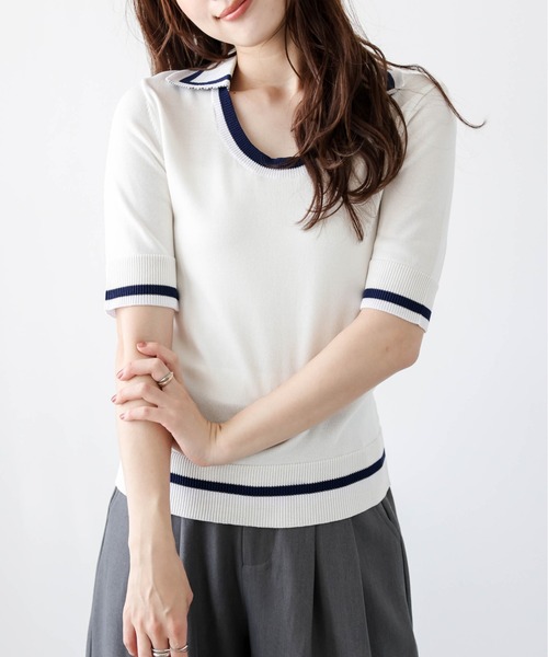 La-gemme（ラジェム）の「Uネックポロニット（その他トップス・レディース・ネイビー/ベージュ/ホワイト・フリー）」の21枚目の写真