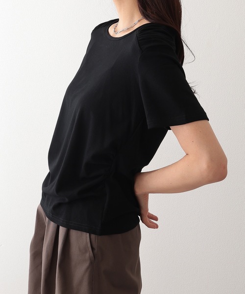 Lace Ladies(レースレディース)の「クルーネック 肩ギャザー ニュアンス 半袖 Tシャツ(Tシャツ/カットソー・レディース・ブラック/ブルー/ホワイト/ピンク/アイボリー・FREE)」の10枚目の写真