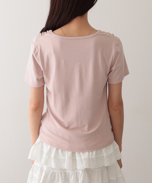 Lace Ladies(レースレディース)の「クルーネック 肩ギャザー ニュアンス 半袖 Tシャツ(Tシャツ/カットソー・レディース・ブラック/ブルー/ホワイト/ピンク/アイボリー・FREE)」の22枚目の写真