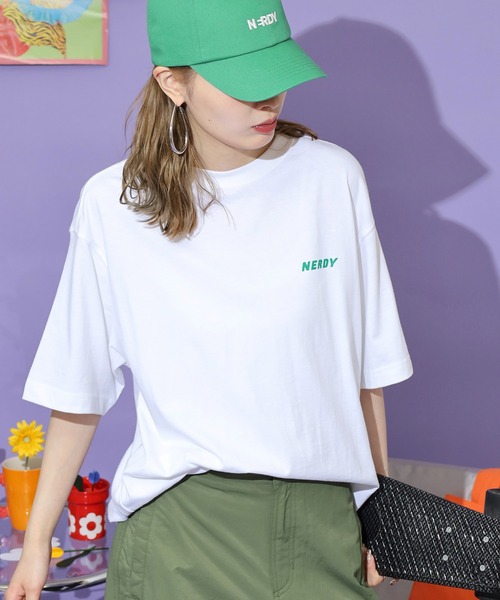 NERDY（ノルディ）の「ペイズリーロゴ S/S Tシャツ（Tシャツ/カットソー・レディース・ホワイト/キナリ・M/S/L）」の4枚目の写真