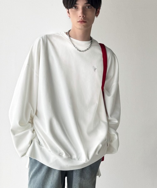 Classical Origin(クラシカルオリジン)の「「オーバー派に刺さる。」スウェードポンチ素材ビックシルエットトレーナー(長袖)/Suede material big silhouette sweatshirt(Tシャツ/カットソー・メンズ・ブルー/オフホワイト/チャコールグレー/ベージュ・MEDIUM/LARGE/SMALL)」の12枚目の写真