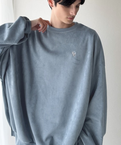 Classical Origin(クラシカルオリジン)の「「オーバー派に刺さる。」スウェードポンチ素材ビックシルエットトレーナー(長袖)/Suede material big silhouette sweatshirt(Tシャツ/カットソー・メンズ・ブルー/オフホワイト/チャコールグレー/ベージュ・MEDIUM/LARGE/SMALL)」の17枚目の写真