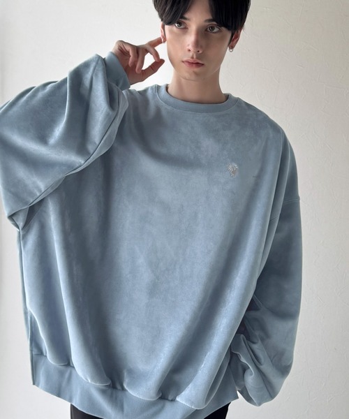 Classical Origin(クラシカルオリジン)の「「オーバー派に刺さる。」スウェードポンチ素材ビックシルエットトレーナー(長袖)/Suede material big silhouette sweatshirt(Tシャツ/カットソー・メンズ・ブルー/オフホワイト/チャコールグレー/ベージュ・MEDIUM/LARGE/SMALL)」の16枚目の写真