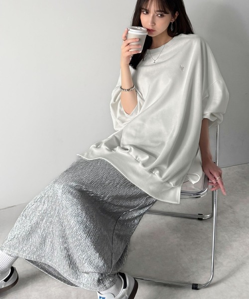 Classical Origin(クラシカルオリジン)の「「オーバー派に刺さる。」スウェードポンチ素材ビックシルエットトレーナー(長袖)/Suede material big silhouette sweatshirt(Tシャツ/カットソー・メンズ・ブルー/オフホワイト/チャコールグレー/ベージュ・MEDIUM/LARGE/SMALL)」の19枚目の写真