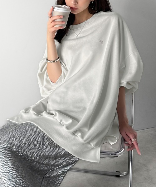 Classical Origin(クラシカルオリジン)の「「オーバー派に刺さる。」スウェードポンチ素材ビックシルエットトレーナー(長袖)/Suede material big silhouette sweatshirt(Tシャツ/カットソー・メンズ・ブルー/オフホワイト/チャコールグレー/ベージュ・MEDIUM/LARGE/SMALL)」の21枚目の写真