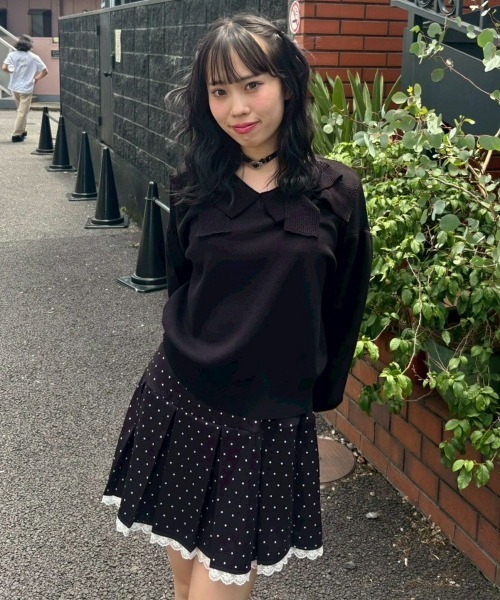 Candy Stripper(キャンディストリッパー)の「RIBBON COLLAR ニット(ニット/セーター・レディース・ブラック×ホワイト/ホワイト×ブラック/ブラック・FREE)」の11枚目の写真