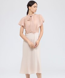 美品✨エポカ♡ボレロ付きシフォンワンピースドレス　セットアップ　38/40 24 TWENTY FOUR Noble】 シフォンコンビドレス(ワンピース