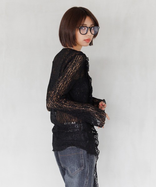 PAGEBOY（ページボーイ）の「レースフリルブラウス（シャツ/ブラウス・レディース・オフホワイト/ブラック・FREE）」の7枚目の写真