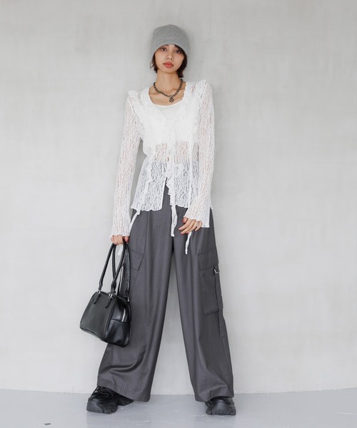 PAGEBOY（ページボーイ）の「レースフリルブラウス（シャツ/ブラウス・レディース・オフホワイト/ブラック・FREE）」の9枚目の写真