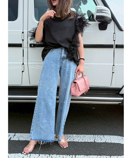 新品未使用タグ付きミュベールフリルTシャツオーガンジー定価26000黒 楽天市場】【期間限定：3,520円→1,990円！】 ギャザー トップス