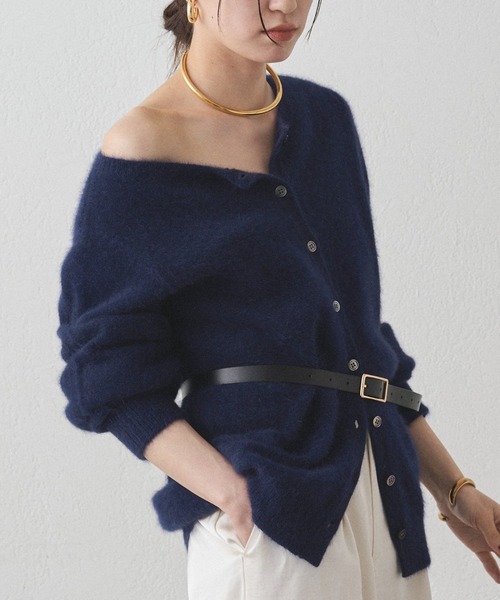 LOUNGEDRESS（ラウンジドレス）の「FURウール2WAYニットカーデ（ニット/セーター・レディース・グレー/ネイビー/レッド・FREE）」の3枚目の写真