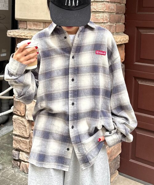 Franklin Climbing（フランクリンクライミング）の「【Franklin Climbing】【LEGACY】ユニセックスビンテージチェック加工ネルシャツ（シャツ/ブラウス・レディース・パープル/イエロー/オフホワイト/グリーン・MEDIUM/LARGE）」の2枚目の写真