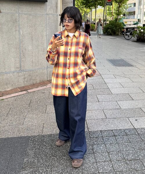 Franklin Climbing（フランクリンクライミング）の「【Franklin Climbing】【LEGACY】ユニセックスビンテージチェック加工ネルシャツ（シャツ/ブラウス・レディース・パープル/イエロー/オフホワイト/グリーン・MEDIUM/LARGE）」の16枚目の写真