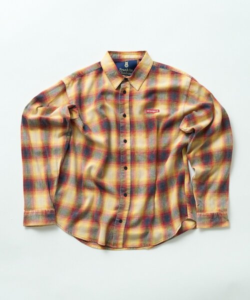 Franklin Climbing（フランクリンクライミング）の「【Franklin Climbing】【LEGACY】ユニセックスビンテージチェック加工ネルシャツ（シャツ/ブラウス・レディース・パープル/イエロー/オフホワイト/グリーン・MEDIUM/LARGE）」の6枚目の写真