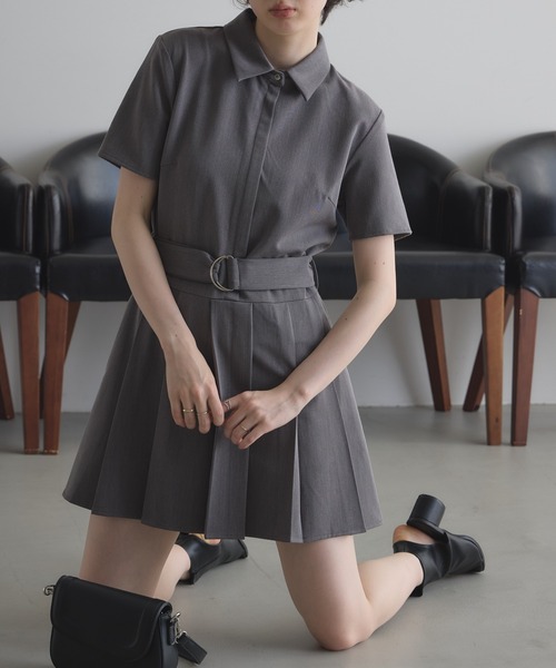 ZOZO限定】わきこのコスメ部屋コラボ ベルト付きプリーツミニ