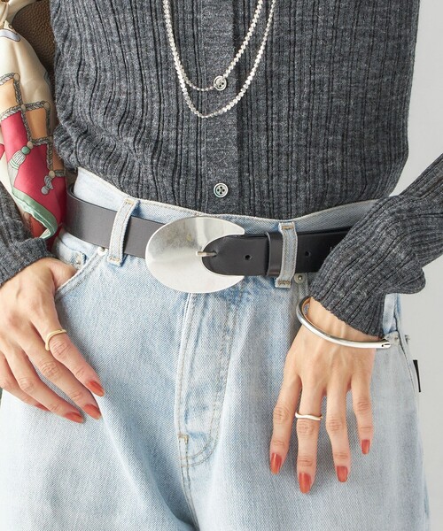 LEFIJE（レフィエ）の「LEFIJE: ラウンド ビッグ バックル ベルト（ベルト・レディース・ブラック・ONE SIZE）」の9枚目の写真