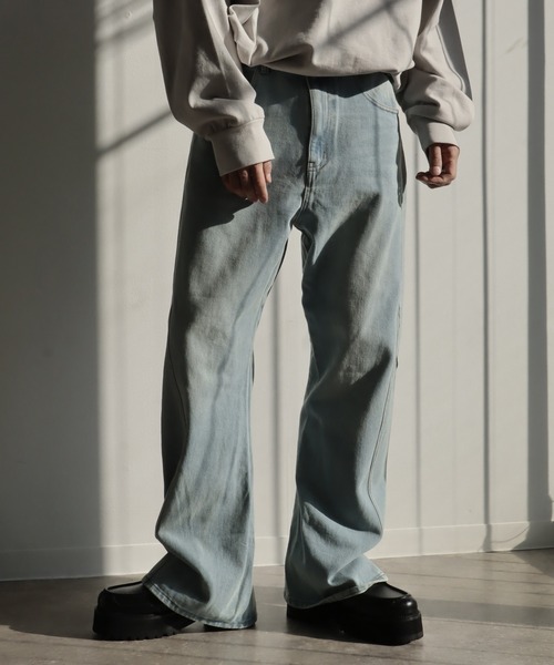 welise(ウェライズ)の「【welise/ウェライズ】13ozハイグレードデニム スリムフィットフレアパンツ(デニムパンツ・メンズ・グレー/ダークブラック/ライトインディゴブルー・L/M/S)」の3枚目の写真