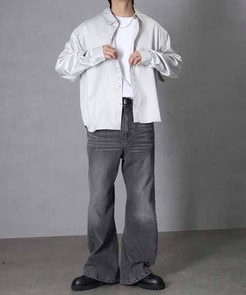 welise(ウェライズ)の「【welise/ウェライズ】13ozハイグレードデニム スリムフィットフレアパンツ(デニムパンツ・メンズ・グレー/ダークブラック/ライトインディゴブルー・L/M/S)」の11枚目の写真