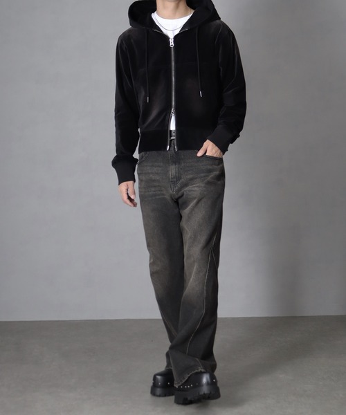 welise(ウェライズ)の「【welise/ウェライズ】13ozハイグレードデニム スリムフィットフレアパンツ(デニムパンツ・メンズ・グレー/ダークブラック/ライトインディゴブルー・L/M/S)」の8枚目の写真