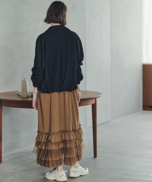 Editt by YECCA VECCA(エディットバイイェッカヴェッカ)の「ラッフルキャミワンピース(ワンピース・レディース・ブラック/キャメル・FREE)」の7枚目の写真