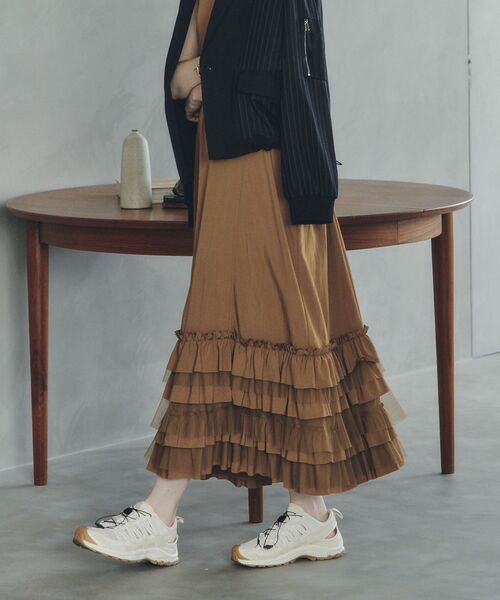 Editt by YECCA VECCA(エディットバイイェッカヴェッカ)の「ラッフルキャミワンピース(ワンピース・レディース・ブラック/キャメル・FREE)」の10枚目の写真