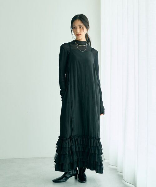 Editt by YECCA VECCA(エディットバイイェッカヴェッカ)の「ラッフルキャミワンピース(ワンピース・レディース・ブラック/キャメル・FREE)」の12枚目の写真