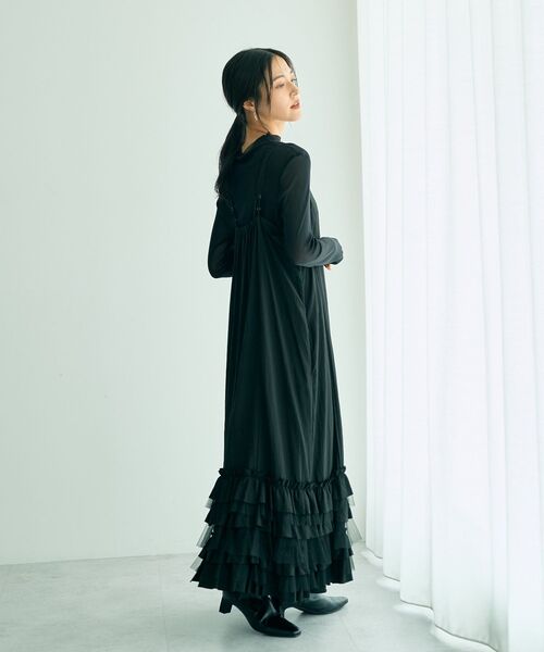 Editt by YECCA VECCA(エディットバイイェッカヴェッカ)の「ラッフルキャミワンピース(ワンピース・レディース・ブラック/キャメル・FREE)」の14枚目の写真