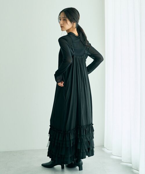 Editt by YECCA VECCA(エディットバイイェッカヴェッカ)の「ラッフルキャミワンピース(ワンピース・レディース・ブラック/キャメル・FREE)」の16枚目の写真