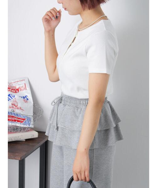 ehka sopo(エヘカソポ)の「ヘンリーネックカットソー(Tシャツ/カットソー・レディース・オフホワイト/サックスブルー/ブラック・F)」の5枚目の写真