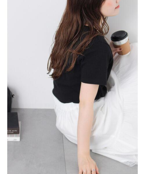 ehka sopo(エヘカソポ)の「ヘンリーネックカットソー(Tシャツ/カットソー・レディース・オフホワイト/サックスブルー/ブラック・F)」の13枚目の写真