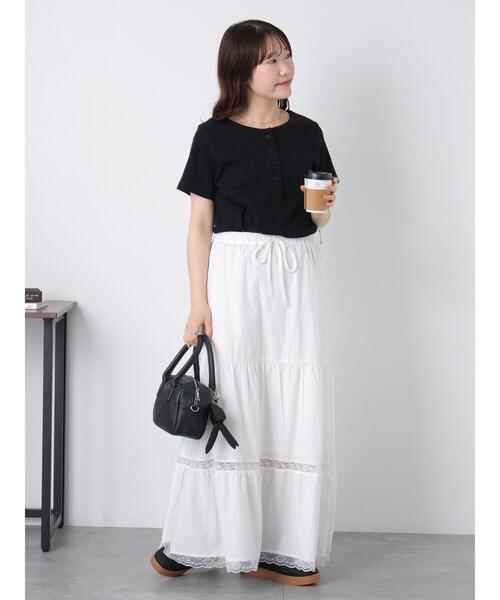 ehka sopo(エヘカソポ)の「ヘンリーネックカットソー(Tシャツ/カットソー・レディース・オフホワイト/サックスブルー/ブラック・F)」の14枚目の写真