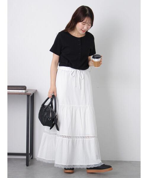 ehka sopo(エヘカソポ)の「ヘンリーネックカットソー(Tシャツ/カットソー・レディース・オフホワイト/サックスブルー/ブラック・F)」の15枚目の写真