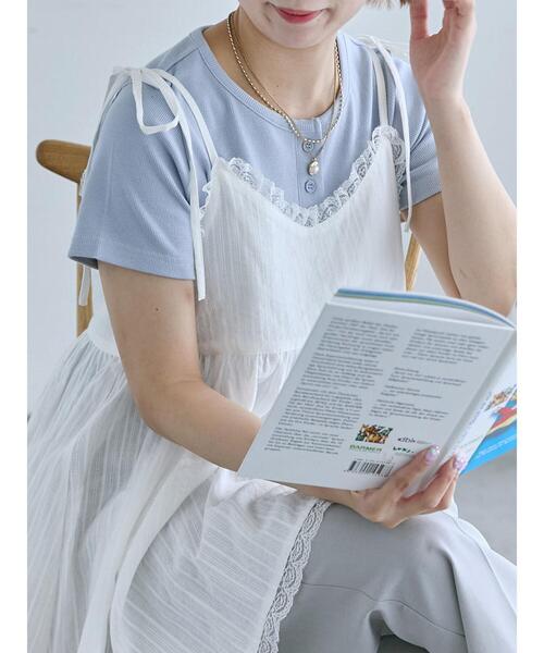 ehka sopo(エヘカソポ)の「ヘンリーネックカットソー(Tシャツ/カットソー・レディース・オフホワイト/サックスブルー/ブラック・F)」の21枚目の写真