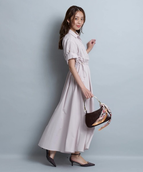 JUSGLITTYのシャーリングシャツワンピース ジャスグリッティー JUSGLITTY シャーリングシャツワンピース