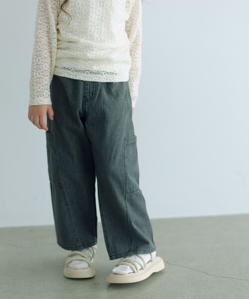 green label relaxing（グリーンレーベルリラクシング）の「デニム カーゴパンツ / キッズ  100㎝-160㎝（デニムパンツ・キッズ・コバルトブルー/ブラック・130cm/100cm/140cm/150cm/160cm/120cm/110cm）」の2枚目の写真