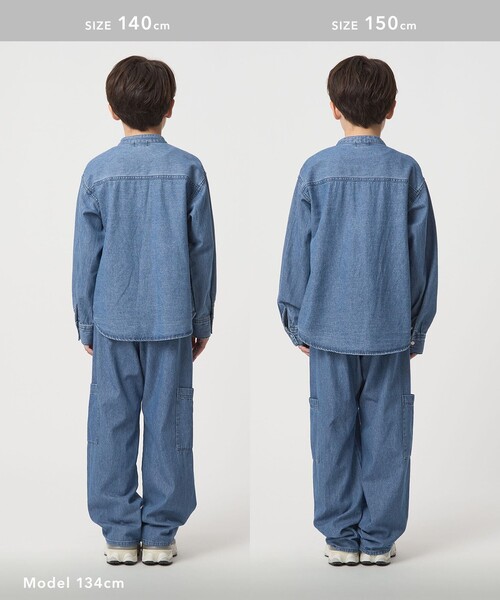 green label relaxing（グリーンレーベルリラクシング）の「デニム カーゴパンツ / キッズ  100㎝-160㎝（デニムパンツ・キッズ・コバルトブルー/ブラック・130cm/100cm/140cm/150cm/160cm/120cm/110cm）」の19枚目の写真