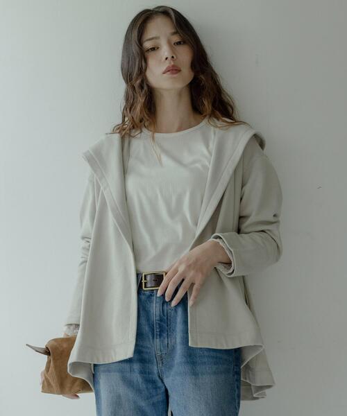 URBAN RESEARCH Sonny Label（アーバンリサーチサニーレーベル）の「裏毛フーディーカーディガン（カーディガン/ボレロ・レディース・ブラック/グレー/ベージュ系その他・FREE）」の4枚目の写真