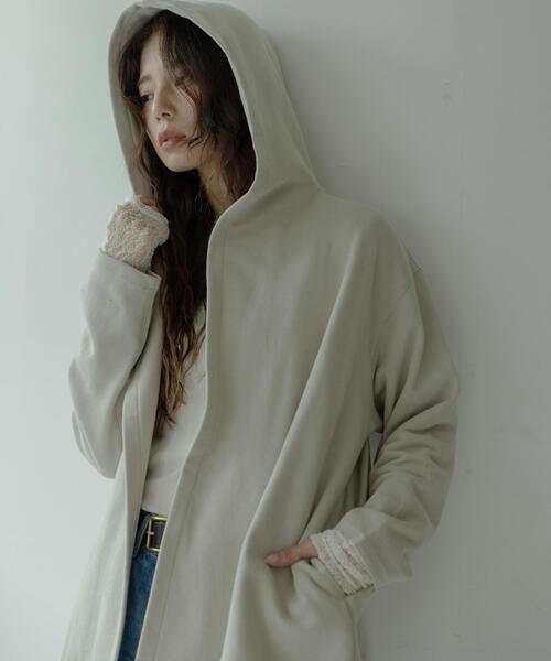 URBAN RESEARCH Sonny Label（アーバンリサーチサニーレーベル）の「裏毛フーディーカーディガン（カーディガン/ボレロ・レディース・ブラック/グレー/ベージュ系その他・FREE）」の6枚目の写真