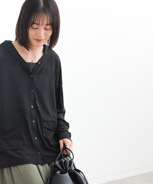 n'OrLABEL(ノアールレーベル)の「【UVカット・イージーケア】シアースラブカーディガン(カーディガン/ボレロ・レディース・ブラック/キャメル・FREE)」の9枚目の写真